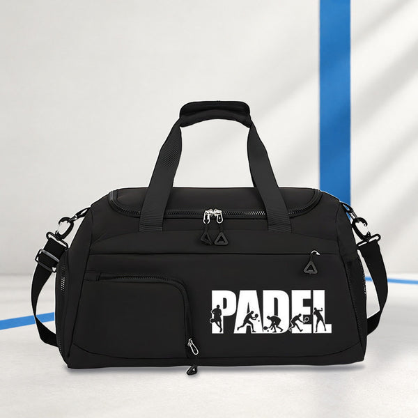 Padel Print Sports Holdall with Shoe Compartment – Black