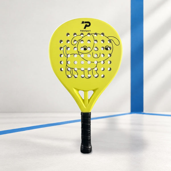 PatsSport Cub Junior Fibreglass Padel Racket – Yellow Puppy Design