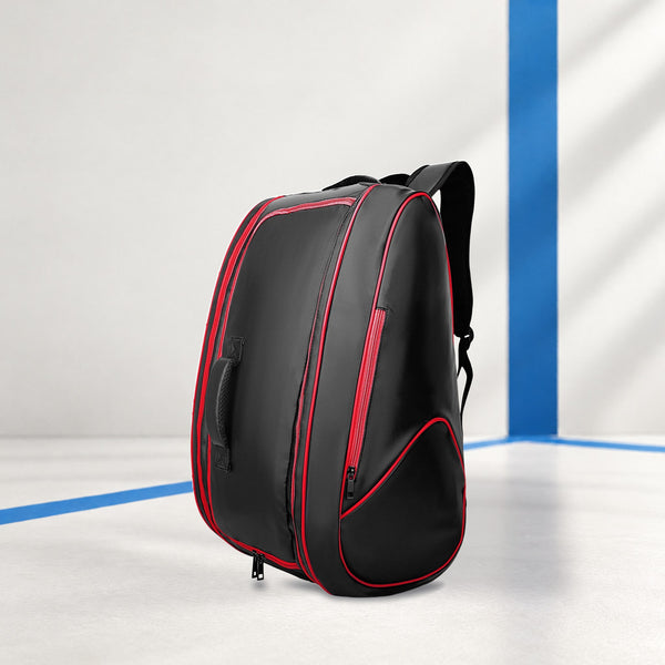 PatsSport Night Padel Racket Backpack – Black with Red Trim