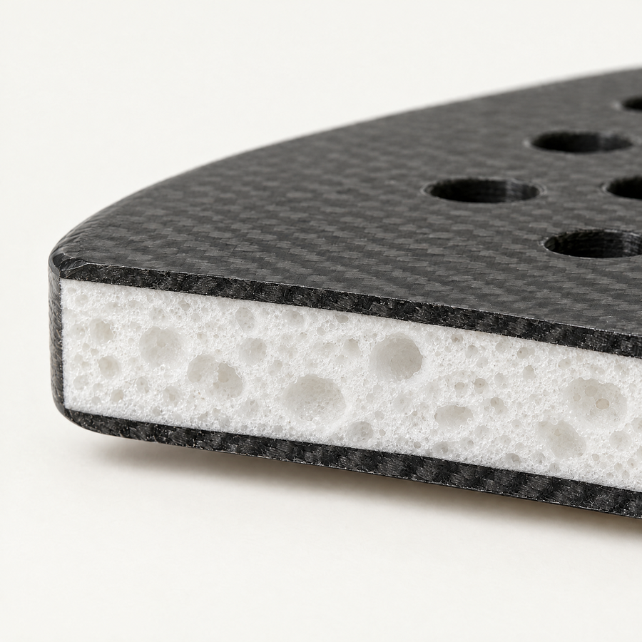 Cross-section of a racket with a Soft EVA foam core