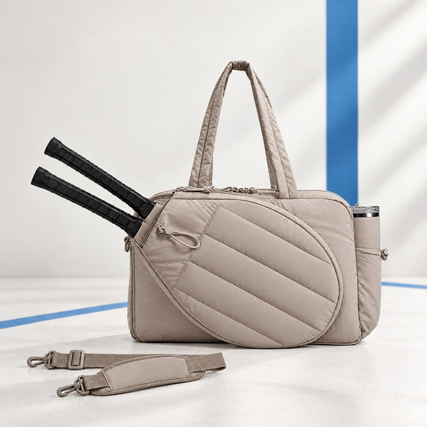 Quilted Padel Tote Bag – Padded Racket Sleeve, Laptop Pocket & Strap