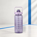 2L Motivational Water Bottle with Straw and Time Markings
