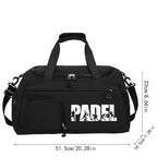 Padel Print Sports Holdall with Shoe Compartment – Black