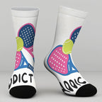 PADEL ADDICT Printed Padel Socks – Colourful Racket Design, Mid-Calf