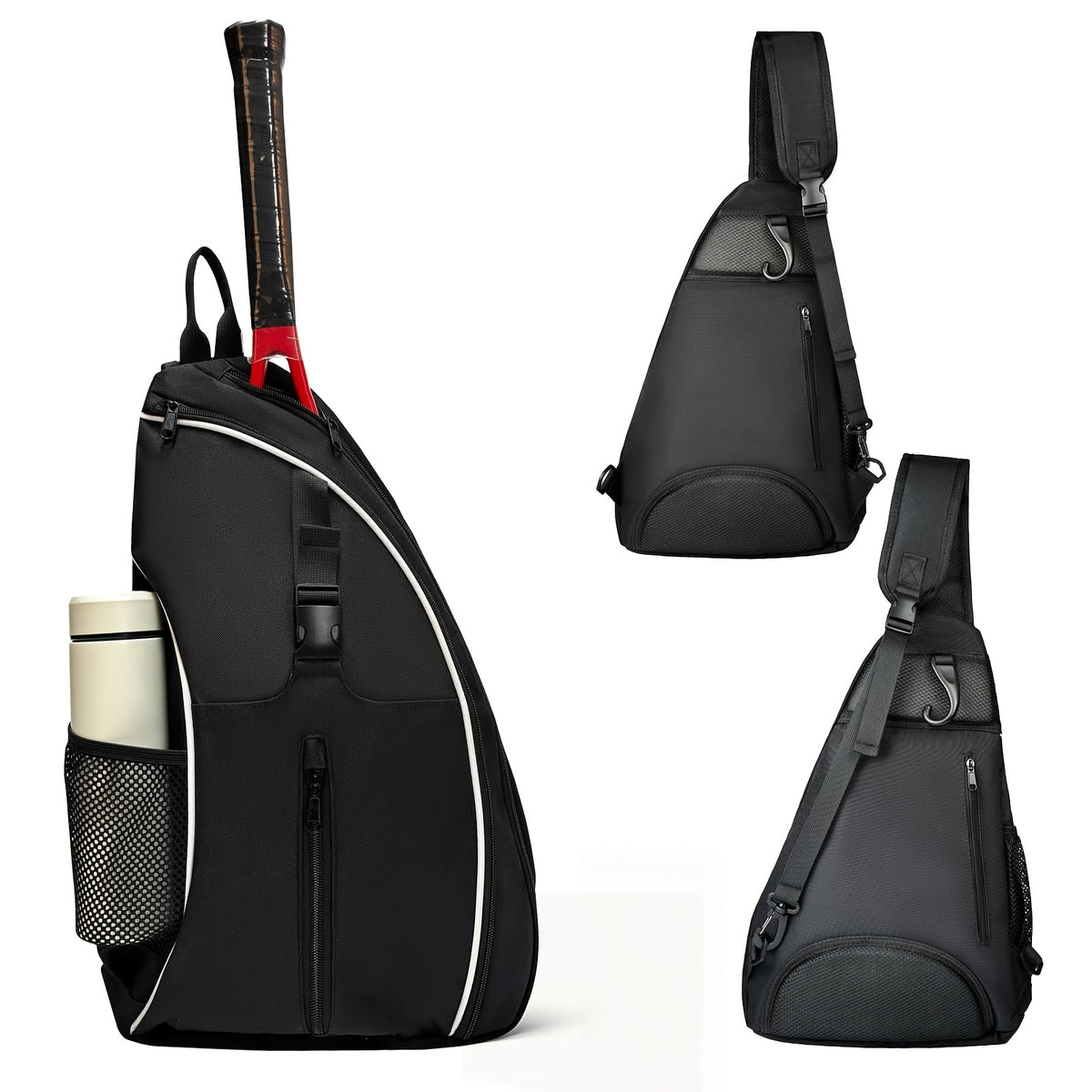 One strap, either shoulder