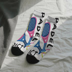 PADEL ADDICT Printed Padel Socks – Colourful Racket Design, Mid-Calf