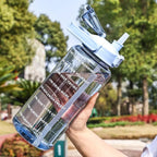 2L Motivational Water Bottle with Straw and Time Markings