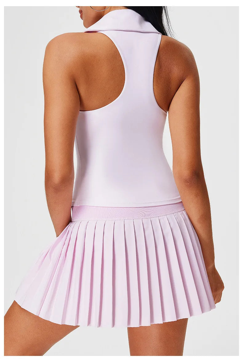 Women's Polo Padel Set – Sleeveless Top & Pleated Skort