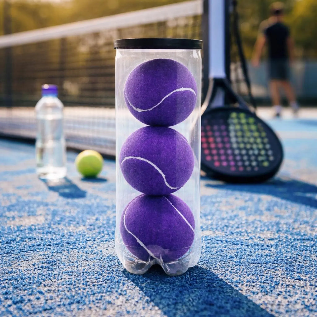 Coloured Padel Training Balls – 3 in a Clear Tube, Purple, Blue or Pink