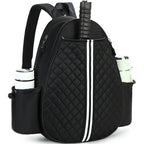 Quilted Padel Racket Sling Backpack with Bottle Pockets