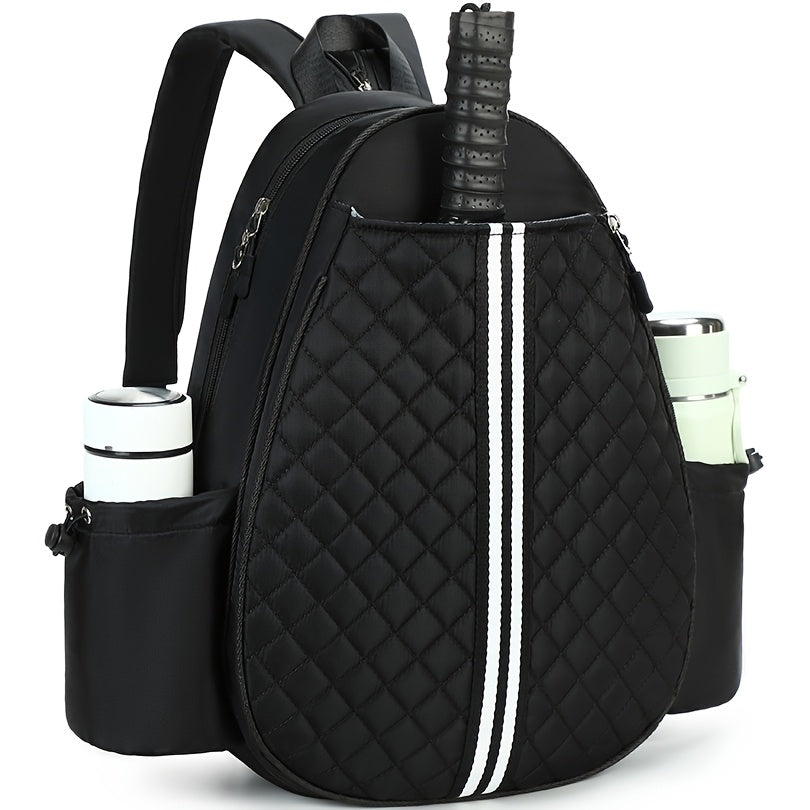 Quilted Padel Racket Sling Backpack with Bottle Pockets
