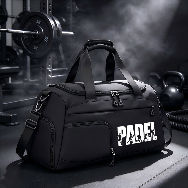 Padel Print Sports Holdall with Shoe Compartment – Black