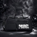 Padel Print Sports Holdall with Shoe Compartment – Black