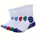 Men's Cushioned Padel Socks – 5 Pairs, Mid-Calf Sports Socks