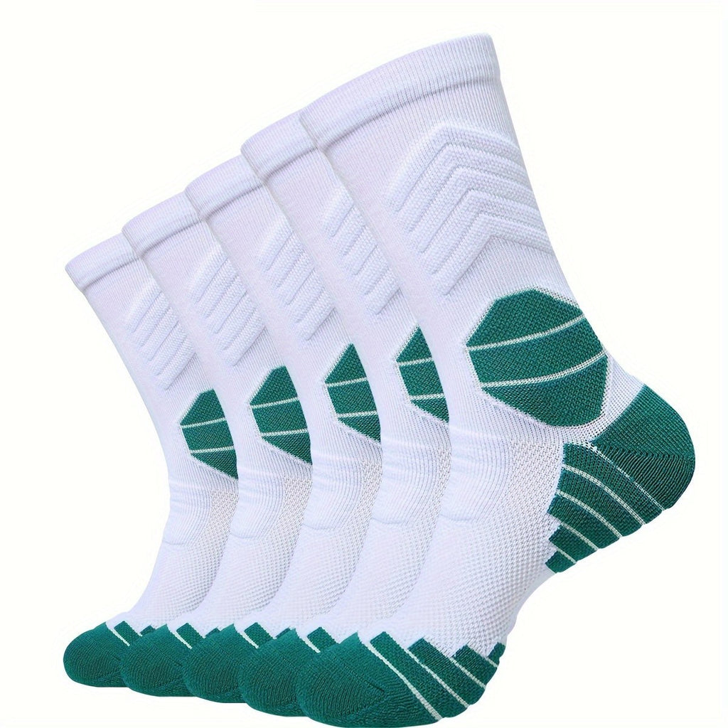 Men's Cushioned Padel Socks – 5 Pairs, Mid-Calf Sports Socks