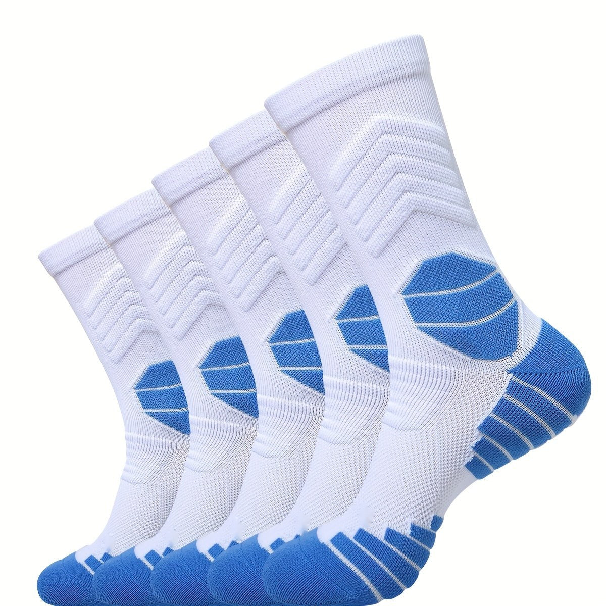 Men's Cushioned Padel Socks – 5 Pairs, Mid-Calf Sports Socks