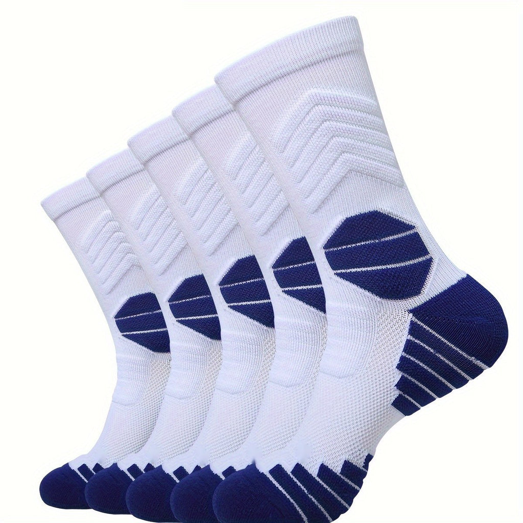 Men's Cushioned Padel Socks – 5 Pairs, Mid-Calf Sports Socks