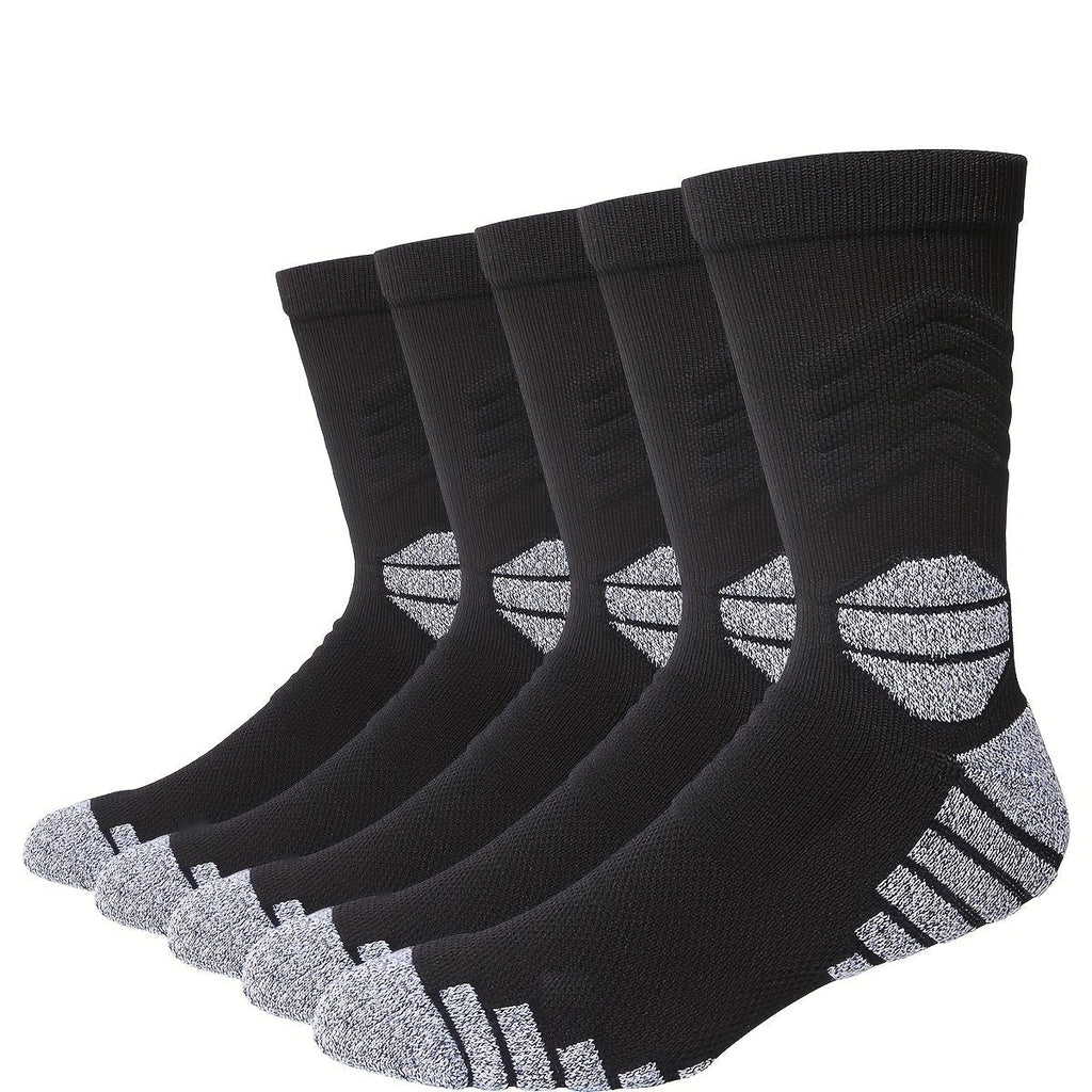 Men's Cushioned Padel Socks – 5 Pairs, Mid-Calf Sports Socks
