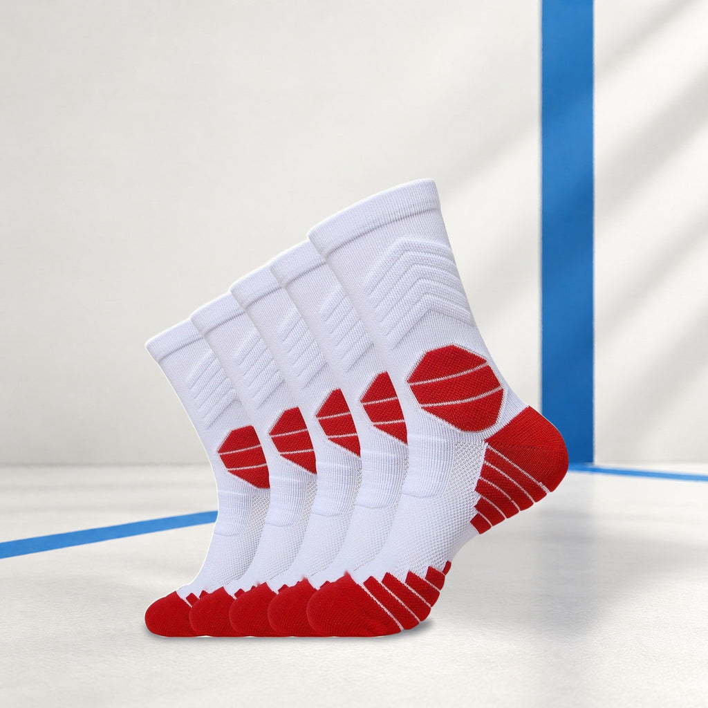 Men's Cushioned Padel Socks – 5 Pairs, Mid-Calf Sports Socks