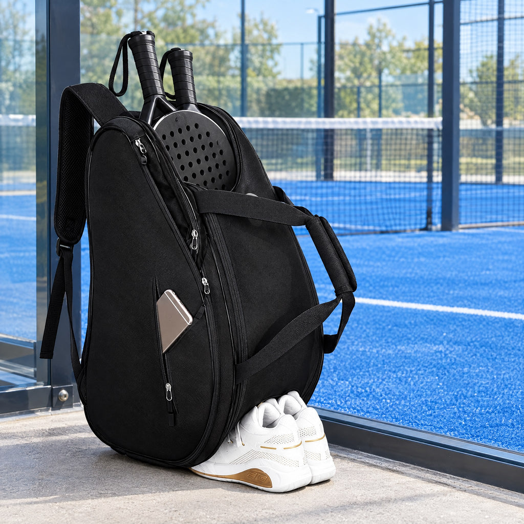 Padel Racket Backpack with Shoe Compartment – Black, Pink or Blue