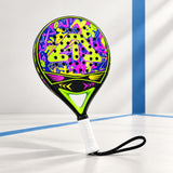 Padelviro Neon Carbon Round Padel Racket with Bag – Green or Yellow