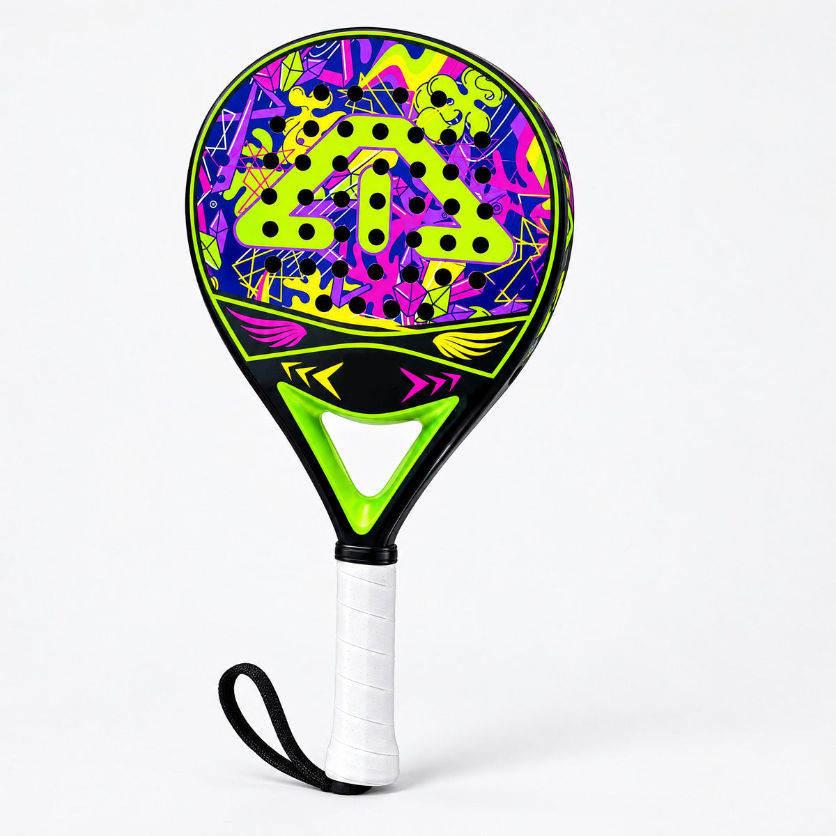 Padelviro Neon Carbon Round Padel Racket with Bag – Green or Yellow