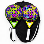 Padelviro Neon Carbon Round Padel Racket with Bag – Green or Yellow