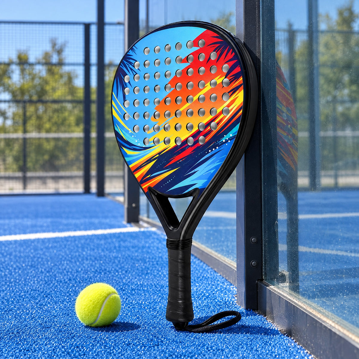 Padelviro Sunset Carbon Padel Racket – Orange & Blue, Beginner