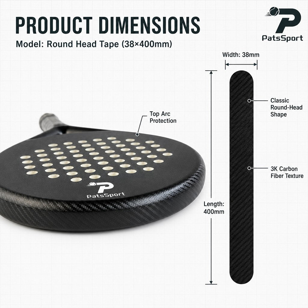 PatsSport 3K Carbon-Look Padel Frame Protection Tape – 3 Shapes