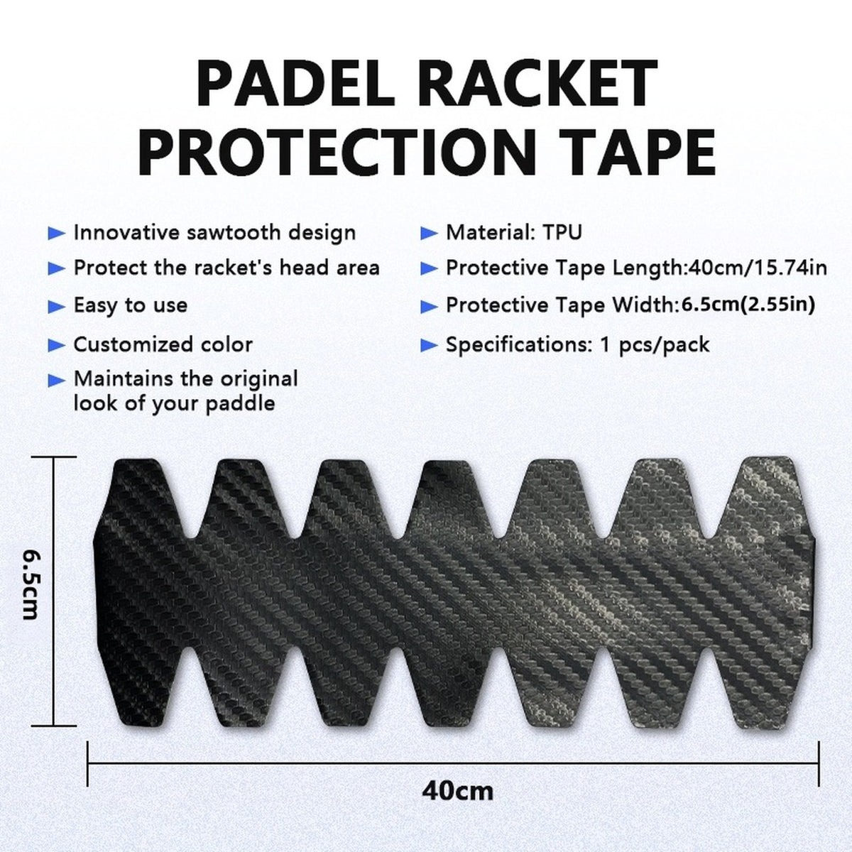 PatsSport 3K Carbon-Look Padel Frame Protection Tape – 3 Shapes