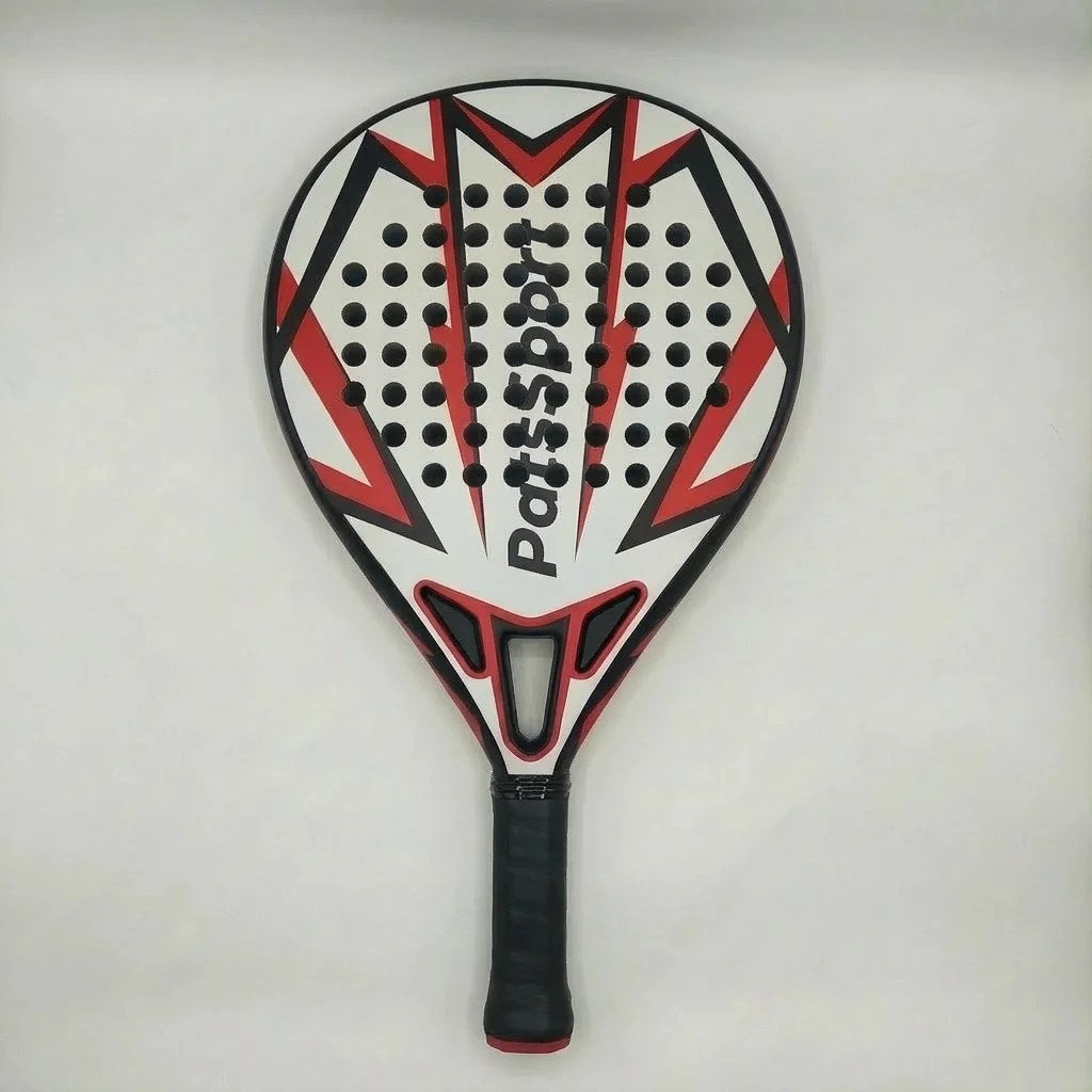 PatsSport Arrow Carbon Padel Racket – White & Red, 365 g