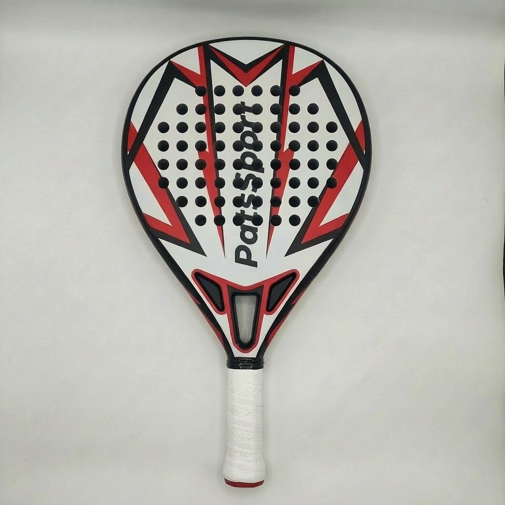 PatsSport Arrow Carbon Padel Racket – White & Red, 365 g