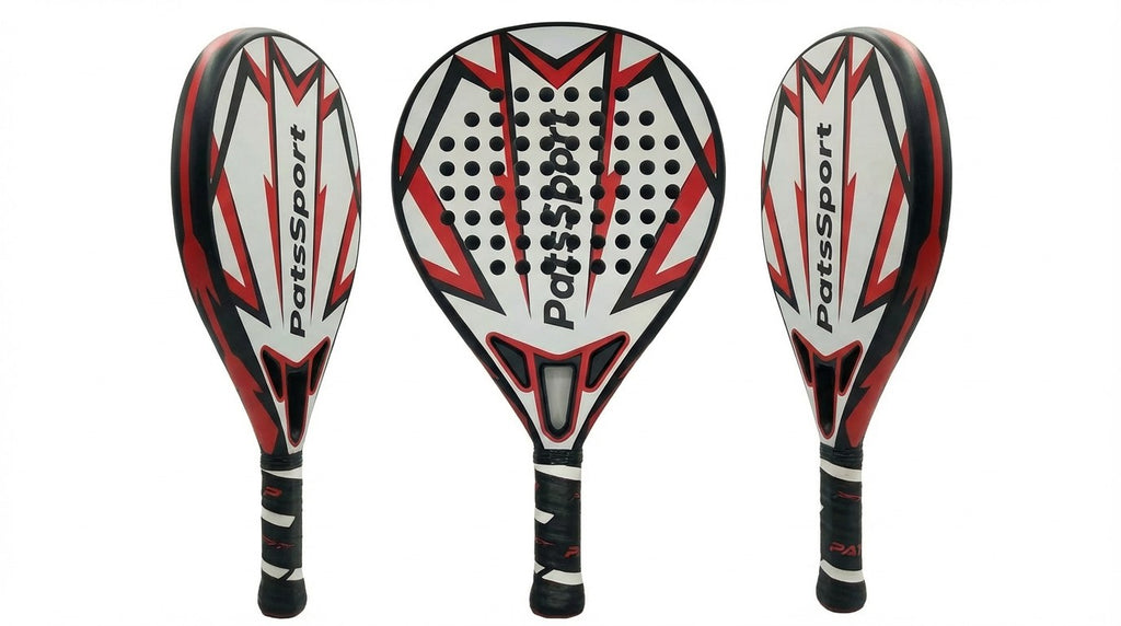 PatsSport Arrow Carbon Padel Racket – White & Red, 365 g