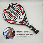 PatsSport Arrow Carbon Padel Racket – White & Red, 365 g