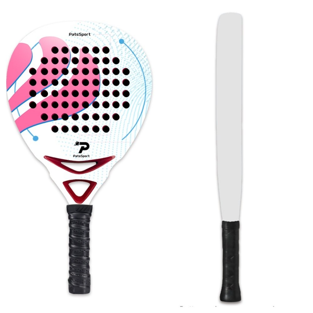 PatsSport Brushstroke Carbon Padel Racket – White & Pink
