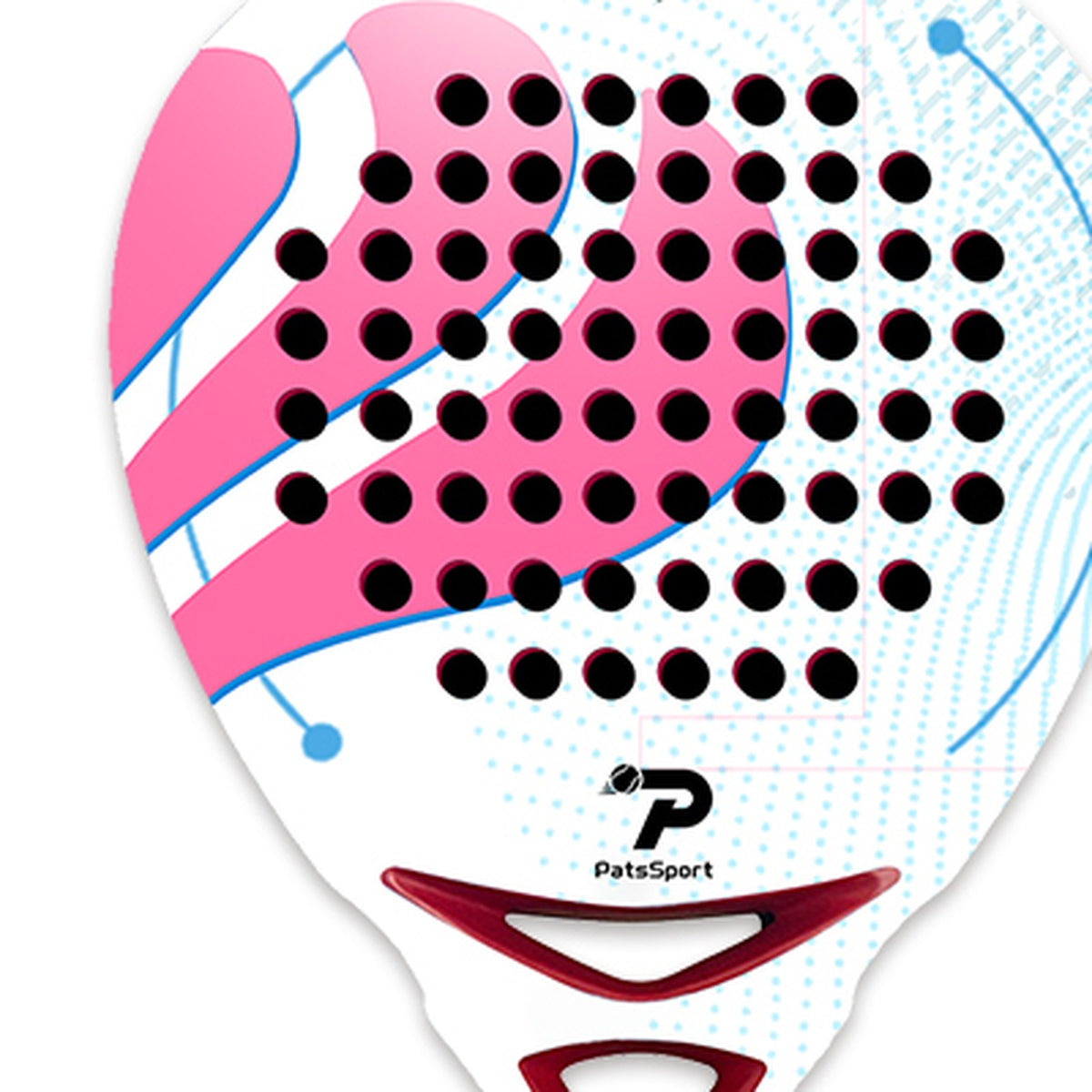 PatsSport Brushstroke Carbon Padel Racket – White & Pink