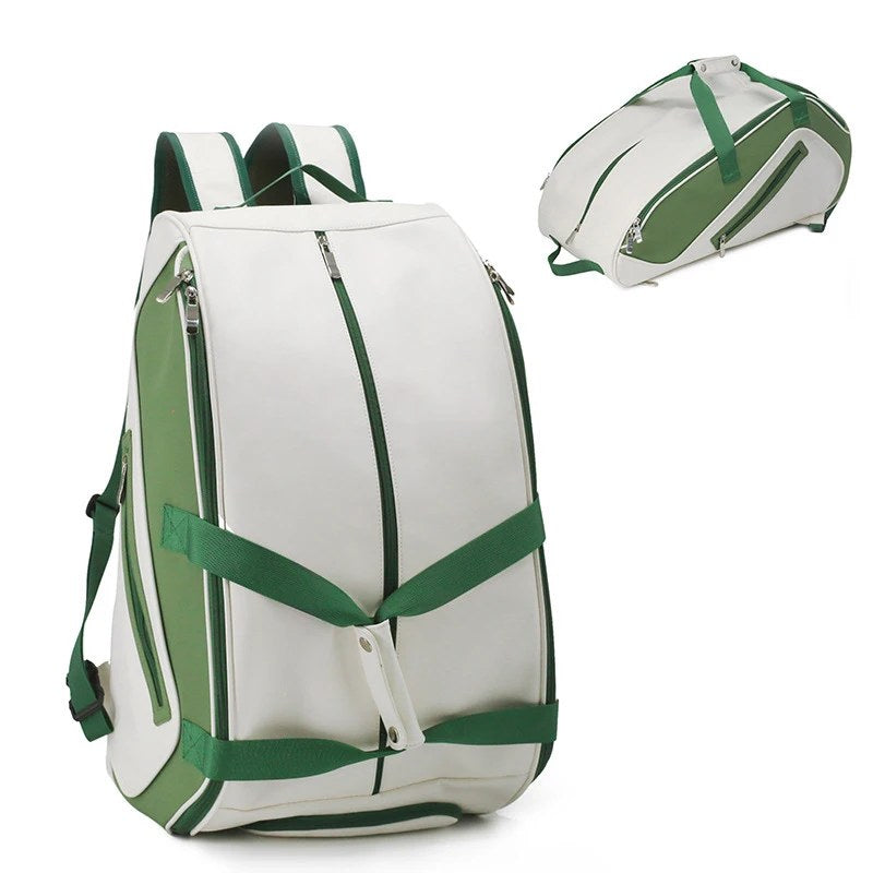 PatsSport Court Classic Padel Backpack – White with Green, Blue or Red Trim