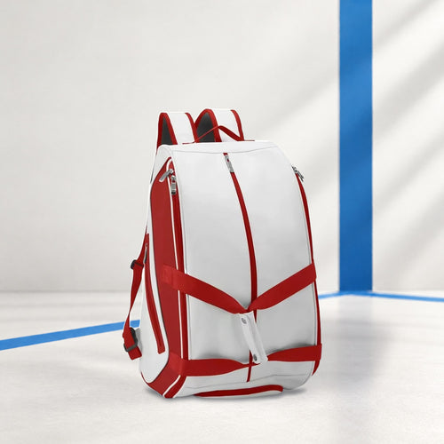 PatsSport Court Classic Padel Backpack – White with Green, Blue or Red Trim