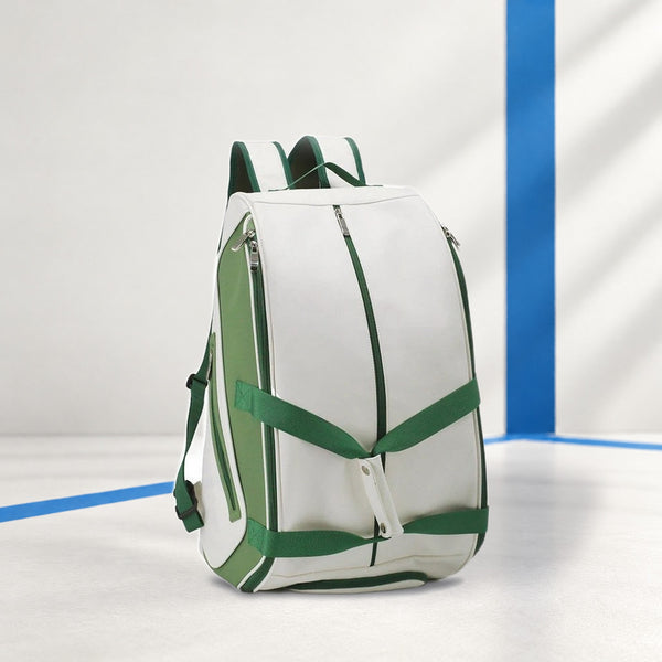 PatsSport Court Classic Padel Backpack – White with Green, Blue or Red Trim