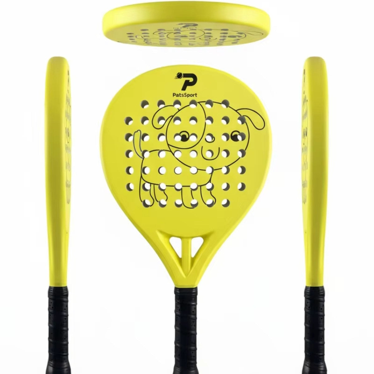 PatsSport Cub Junior Fibreglass Padel Racket – Yellow Puppy Design