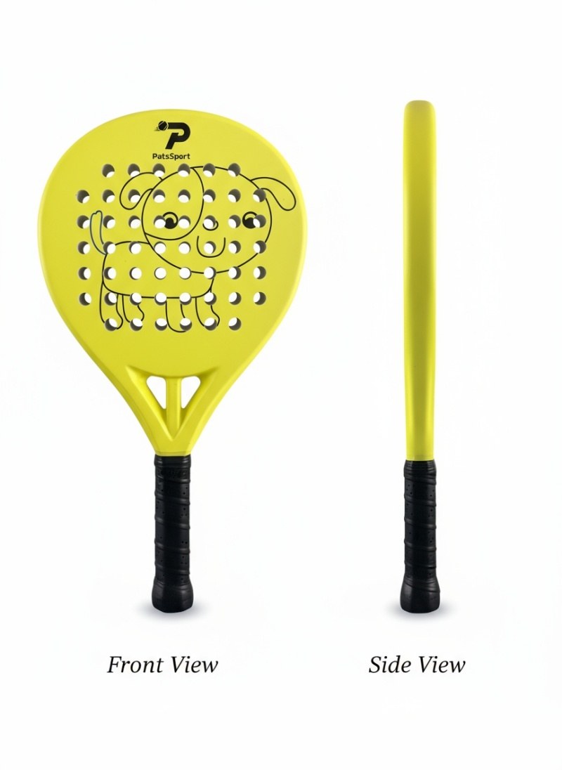 PatsSport Cub Junior Fibreglass Padel Racket – Yellow Puppy Design