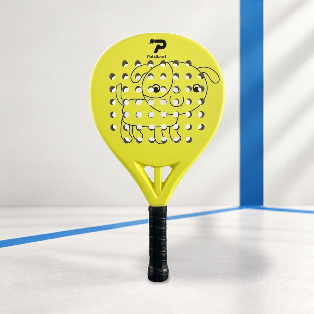 PatsSport Cub Junior Fibreglass Padel Racket – Yellow Puppy Design
