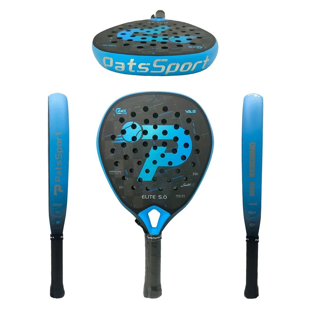 PatsSport Elite 5.0 24K Carbon Diamond Padel Racket – 3D Textured Face