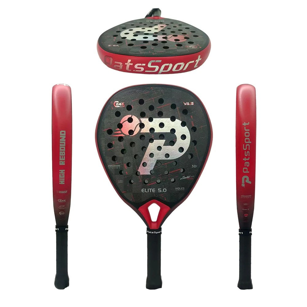 PatsSport Elite 5.0 24K Carbon Diamond Padel Racket – 3D Textured Face