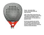 PatsSport Frost 18K Carbon Diamond Padel Racket – Matte Grey, 38 mm