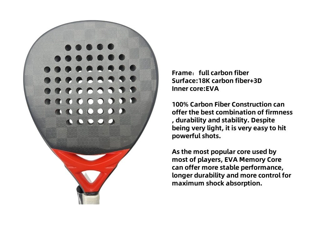 PatsSport Frost 18K Carbon Diamond Padel Racket – Matte Grey, 38 mm