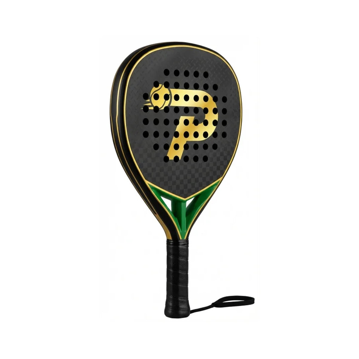 PatsSport Gilt 12K Carbon Teardrop Padel Racket – Black & Gold