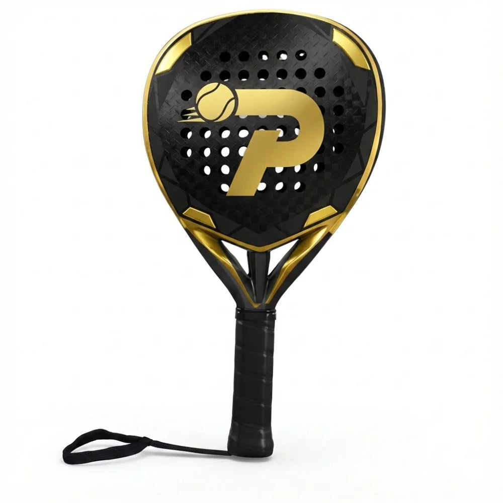 PatsSport Gilt 12K Carbon Teardrop Padel Racket – Black & Gold
