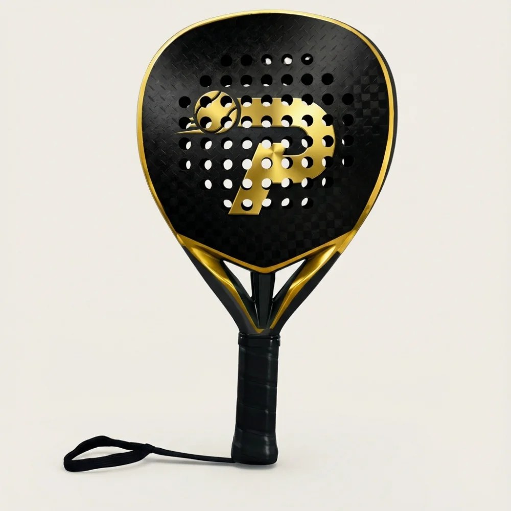 PatsSport Gilt 12K Carbon Teardrop Padel Racket – Black & Gold