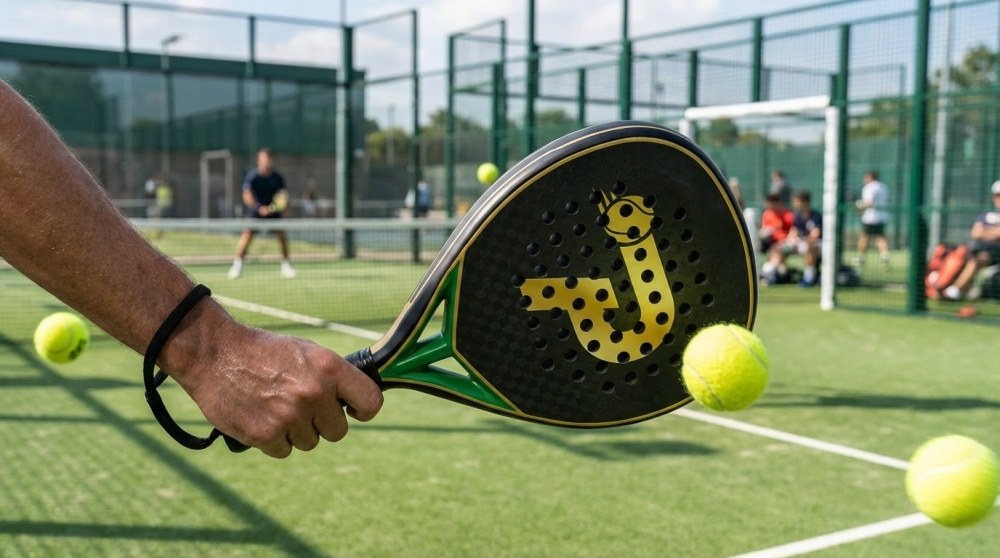 PatsSport Gilt 12K Carbon Teardrop Padel Racket – Black & Gold